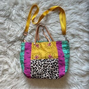 JALMODOVAR Handmade Large Colorful Patchwork Satchel Shoulder Bag/Crossbody Tote